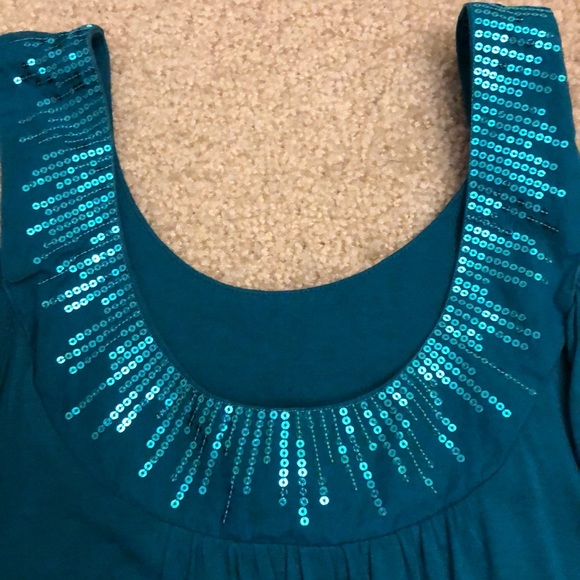 Teal sequin tank - Picture 3 of 5
